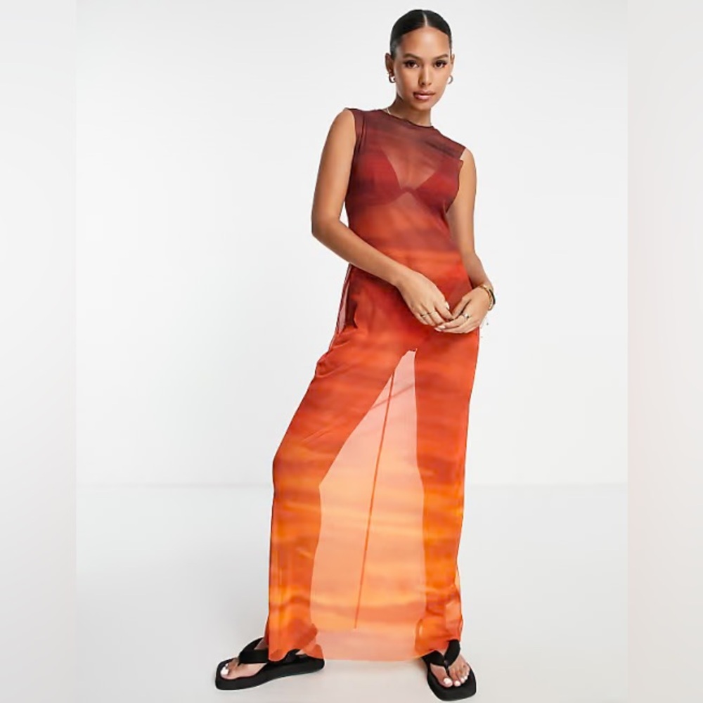 Na-Kd x Elin Warnqvist sunset mesh dress, medium, NWT
